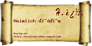 Heimlich Ádám névjegykártya